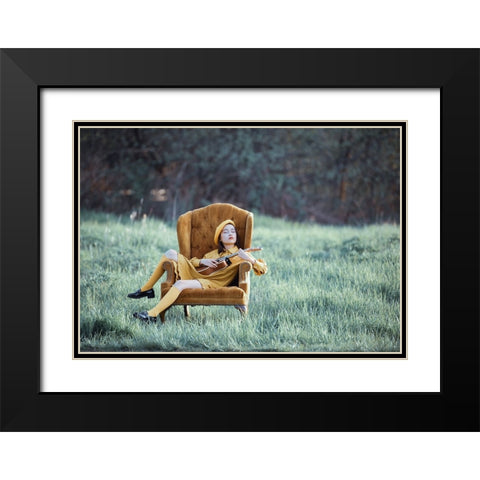 Power Of The Music Black Modern Wood Framed Art Print with Double Matting by Jia, Wendy