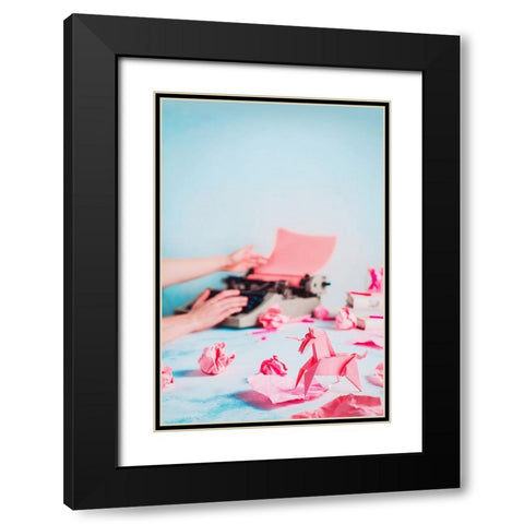 Pink Ideas Black Modern Wood Framed Art Print with Double Matting by Belenko, Dina