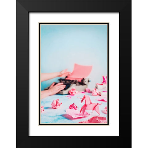 Pink Ideas Black Modern Wood Framed Art Print with Double Matting by Belenko, Dina