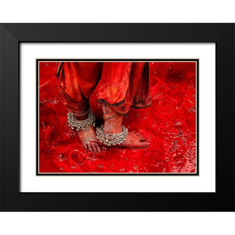 Festive Feet Black Modern Wood Framed Art Print with Double Matting by Oberai, Jassi