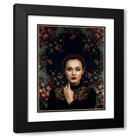 Spring Carousel Black Modern Wood Framed Art Print with Double Matting by marinastudio