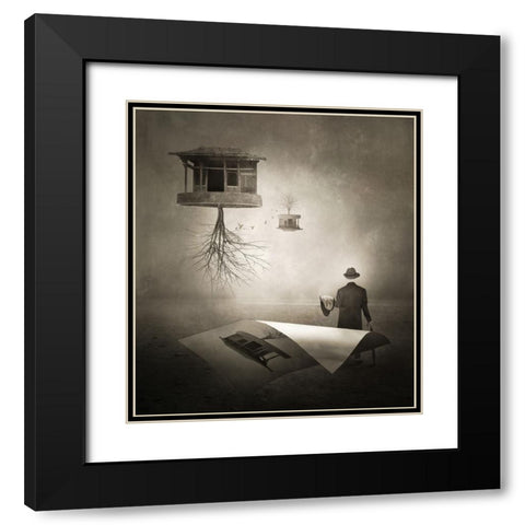 Untitled Black Modern Wood Framed Art Print with Double Matting by XibiaoHuang