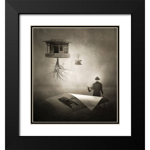 Untitled Black Modern Wood Framed Art Print with Double Matting by XibiaoHuang