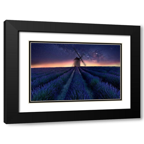 Lavender Night Black Modern Wood Framed Art Print with Double Matting by Antonio Trivino, Jose