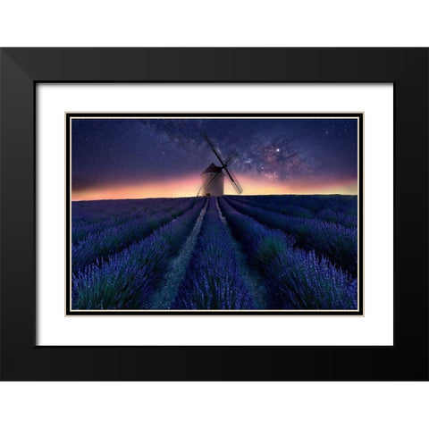 Lavender Night Black Modern Wood Framed Art Print with Double Matting by Antonio Trivino, Jose