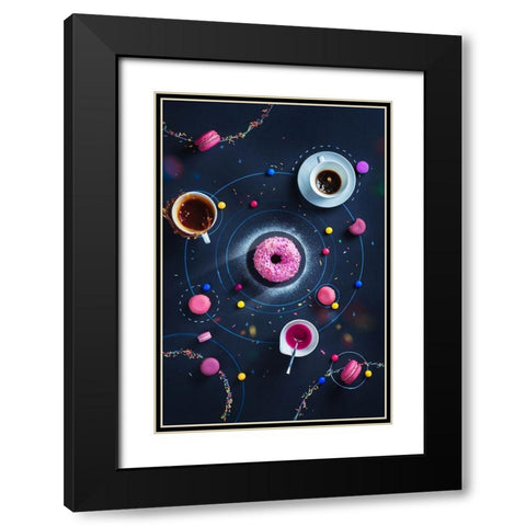 Space Donut Black Modern Wood Framed Art Print with Double Matting by Belenko, Dina
