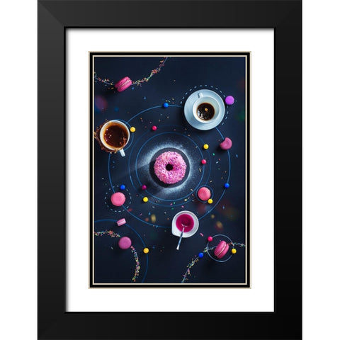 Space Donut Black Modern Wood Framed Art Print with Double Matting by Belenko, Dina