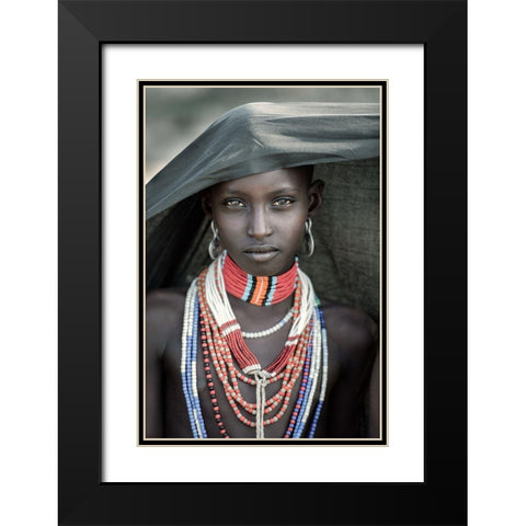 Arbore Tribes Girl Black Modern Wood Framed Art Print with Double Matting by Cole, Trevor