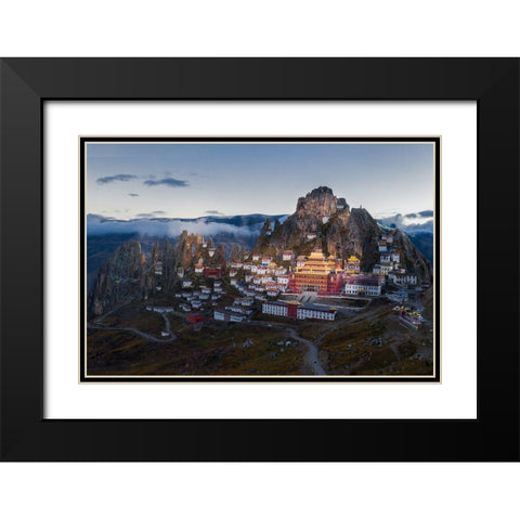 Triten Norbutse Black Modern Wood Framed Art Print with Double Matting by Simoon