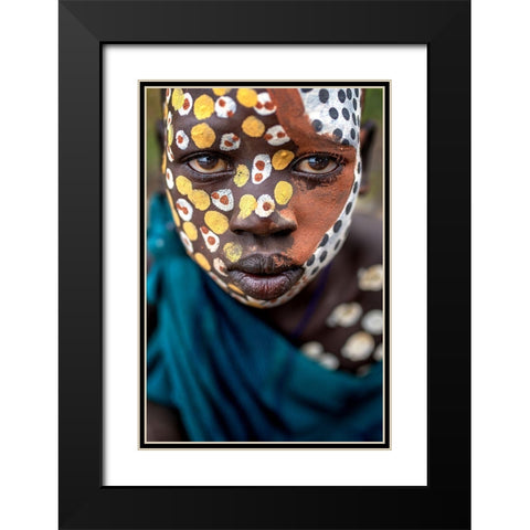 Surma Ethnic Black Modern Wood Framed Art Print with Double Matting by Giuliobertocci