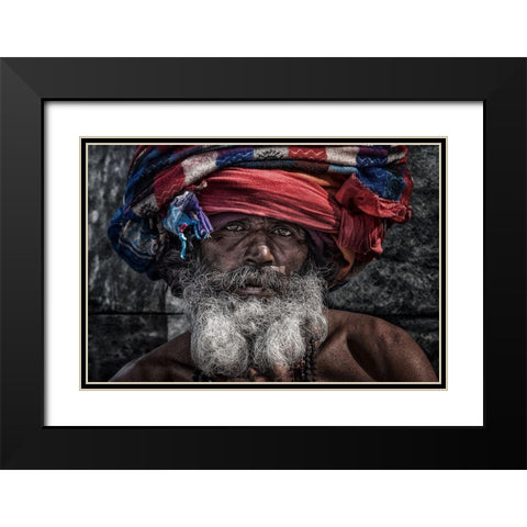 Man At The Pashupatinath Temple - Kathmandu Black Modern Wood Framed Art Print with Double Matting by Inazio Kuesta, Joxe