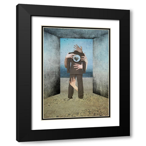 Heart Of Stone Black Modern Wood Framed Art Print with Double Matting by Tazarska, Lucyna