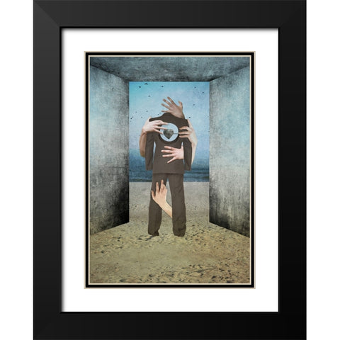 Heart Of Stone Black Modern Wood Framed Art Print with Double Matting by Tazarska, Lucyna