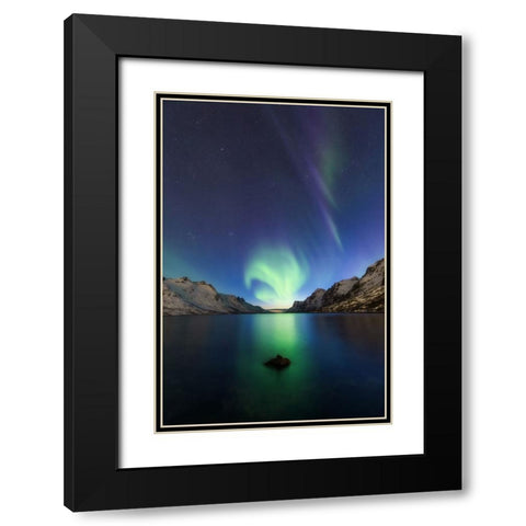 Light At The End Of The Fjord Black Modern Wood Framed Art Print with Double Matting by Markkanen, Mika-Pekka
