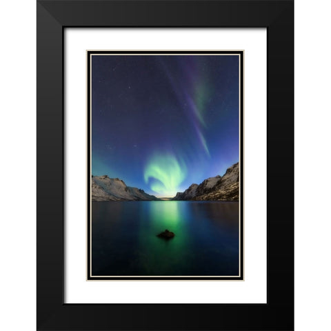Light At The End Of The Fjord Black Modern Wood Framed Art Print with Double Matting by Markkanen, Mika-Pekka