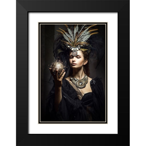 The Sorceress Black Modern Wood Framed Art Print with Double Matting by Siegart