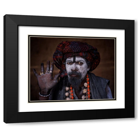 Aghori Baba Black Modern Wood Framed Art Print with Double Matting by Kalla, Vivek