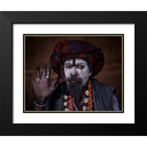 Aghori Baba Black Modern Wood Framed Art Print with Double Matting by Kalla, Vivek