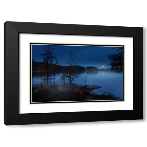 Night Mist Black Modern Wood Framed Art Print with Double Matting by Georgieva V, Nikki