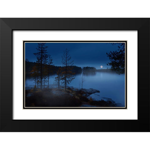 Night Mist Black Modern Wood Framed Art Print with Double Matting by Georgieva V, Nikki