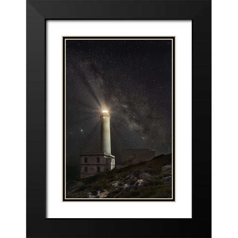 S.T. 007 Black Modern Wood Framed Art Print with Double Matting by Gray, Dorian