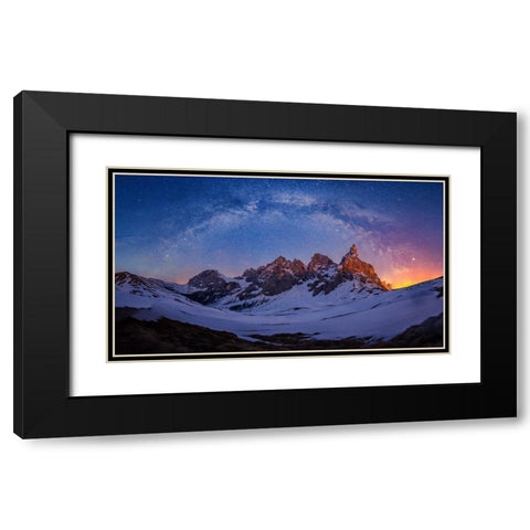 Baita Segantini Under The Night Sky Black Modern Wood Framed Art Print with Double Matting by Zheng, Michael
