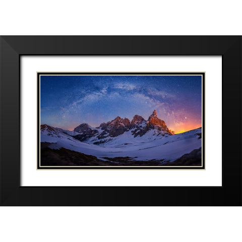 Baita Segantini Under The Night Sky Black Modern Wood Framed Art Print with Double Matting by Zheng, Michael
