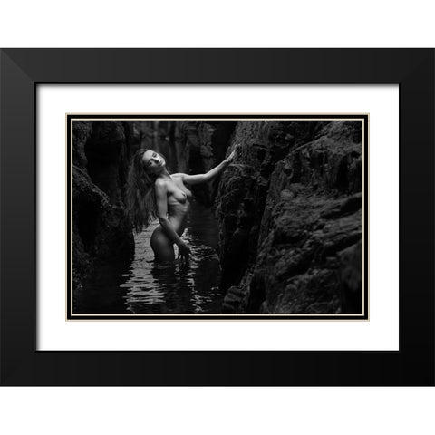 Gloria And The Water Black Modern Wood Framed Art Print with Double Matting by Gil Raga, Joan
