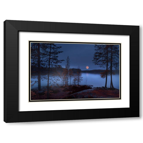 Red Moon Black Modern Wood Framed Art Print with Double Matting by Georgieva V, Nikki