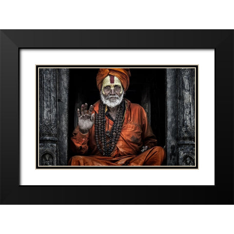 At The Pashupatinath Temple - Kathmandu Black Modern Wood Framed Art Print with Double Matting by Inazio Kuesta, Joxe