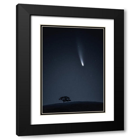 Visitor Black Modern Wood Framed Art Print with Double Matting by Ning, Aidong