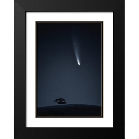 Visitor Black Modern Wood Framed Art Print with Double Matting by Ning, Aidong