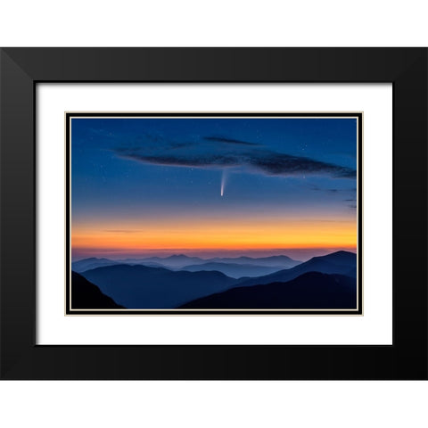 Comet Neowise Black Modern Wood Framed Art Print with Double Matting by Zhu, Hua