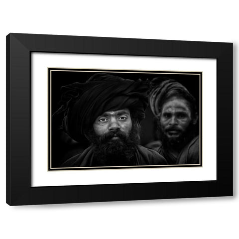 Holy Men. Kumbha Mela. Allahabad Black Modern Wood Framed Art Print with Double Matting by Cavalli, Giovanni