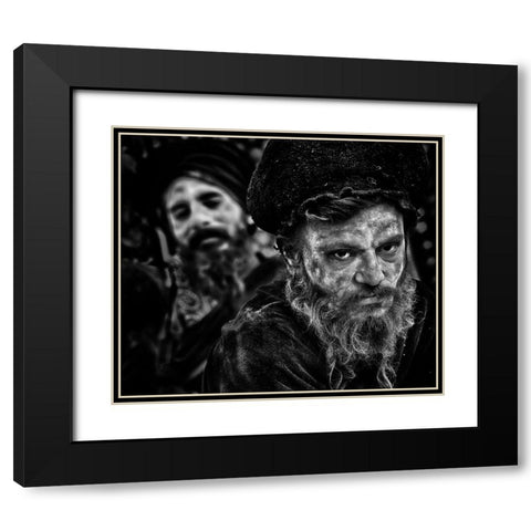 Holy Men In Kumbha Mela, Allahabad Black Modern Wood Framed Art Print with Double Matting by Cavalli, Giovanni