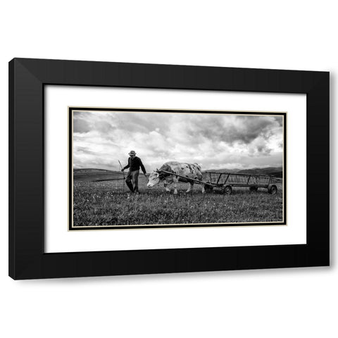 Bent Spine Black Modern Wood Framed Art Print with Double Matting by Toldi, Zoran