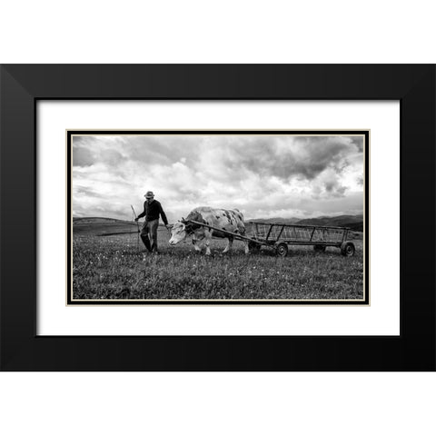 Bent Spine Black Modern Wood Framed Art Print with Double Matting by Toldi, Zoran