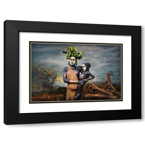 Banana Child Black Modern Wood Framed Art Print with Double Matting by Yosifov, Svetlin