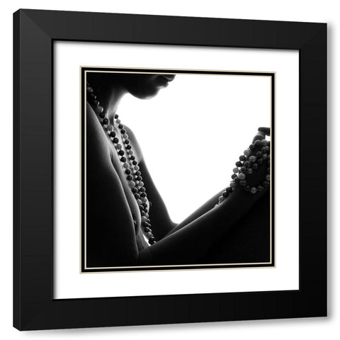 Necklace Black Modern Wood Framed Art Print with Double Matting by bicibici