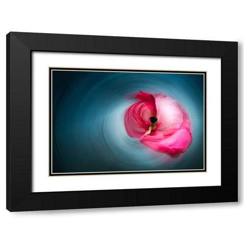 Pink Ballerina Black Modern Wood Framed Art Print with Double Matting by Abu, Dekel