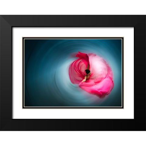 Pink Ballerina Black Modern Wood Framed Art Print with Double Matting by Abu, Dekel