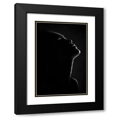 Chin Up Black Modern Wood Framed Art Print with Double Matting by Sungkono, Heru