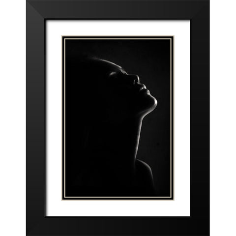 Chin Up Black Modern Wood Framed Art Print with Double Matting by Sungkono, Heru