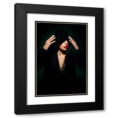 Covert II Black Modern Wood Framed Art Print with Double Matting by Niksefat Zendehdel, Akram