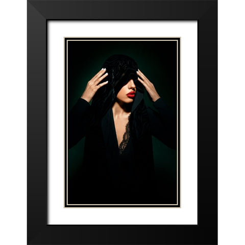 Covert II Black Modern Wood Framed Art Print with Double Matting by Niksefat Zendehdel, Akram
