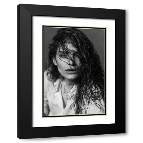 Fatima Black Modern Wood Framed Art Print with Double Matting by Niksefat Zendehdel, Akram