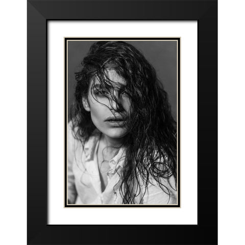 Fatima Black Modern Wood Framed Art Print with Double Matting by Niksefat Zendehdel, Akram