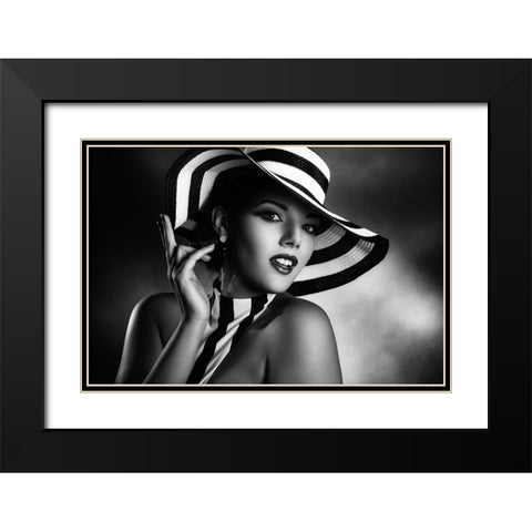 Blackandwhite Black Modern Wood Framed Art Print with Double Matting by Tambe, Peppe