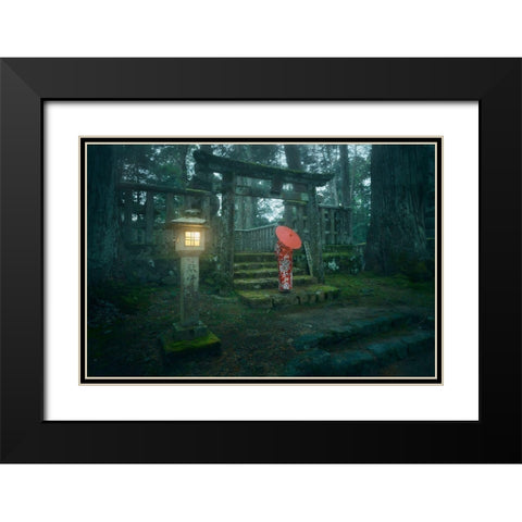 Okunoin Cemetery Black Modern Wood Framed Art Print with Double Matting by De La, Javier