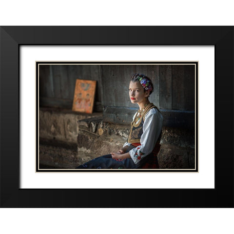 Serbian  Beauty Black Modern Wood Framed Art Print with Double Matting by Jordanski, Goran